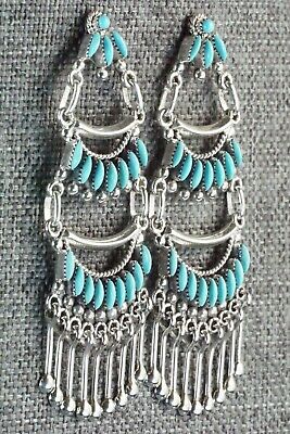 Turquoise & Sterling Silver Earrings - Stewart Nakatewa