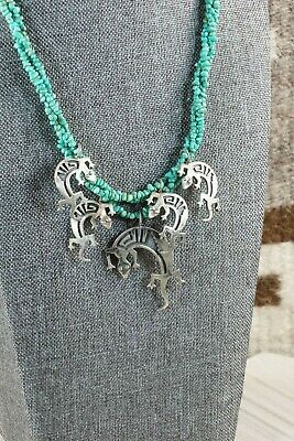 Navajo Turquoise Necklace and Sterling Silver Lizards - Charlie Bowie - High Lonesome Trading