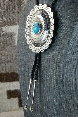 Navajo Turquoise & Sterling Silver Bolo Tie - Carson Blackgoat