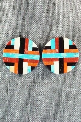 Multi Stone Inlay & Sterling Silver Earrings - Chaslyn Crespin