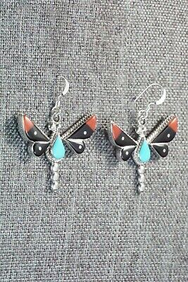 Multi Stone & Sterling Silver Inlay Earrings - Leavus Ahiyite