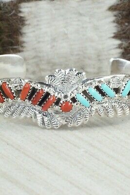 Coral, Turquoise & Sterling Silver Bracelet - Murray Hannaweeka