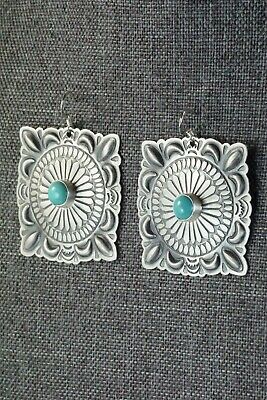 Navajo Turquoise & Sterling Silver Earrings - Harold Joe