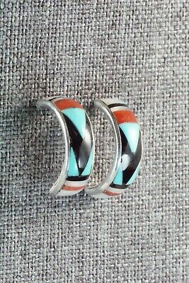 Multi Stone Inlay & Sterling Silver Earrings - Delberta Boone