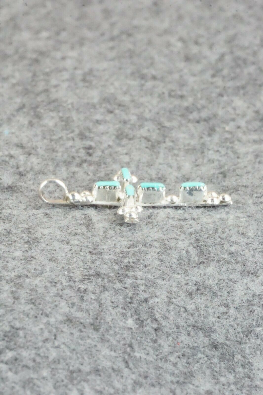Turquoise & Sterling Silver Cross Pendant - Marshelle Qualo