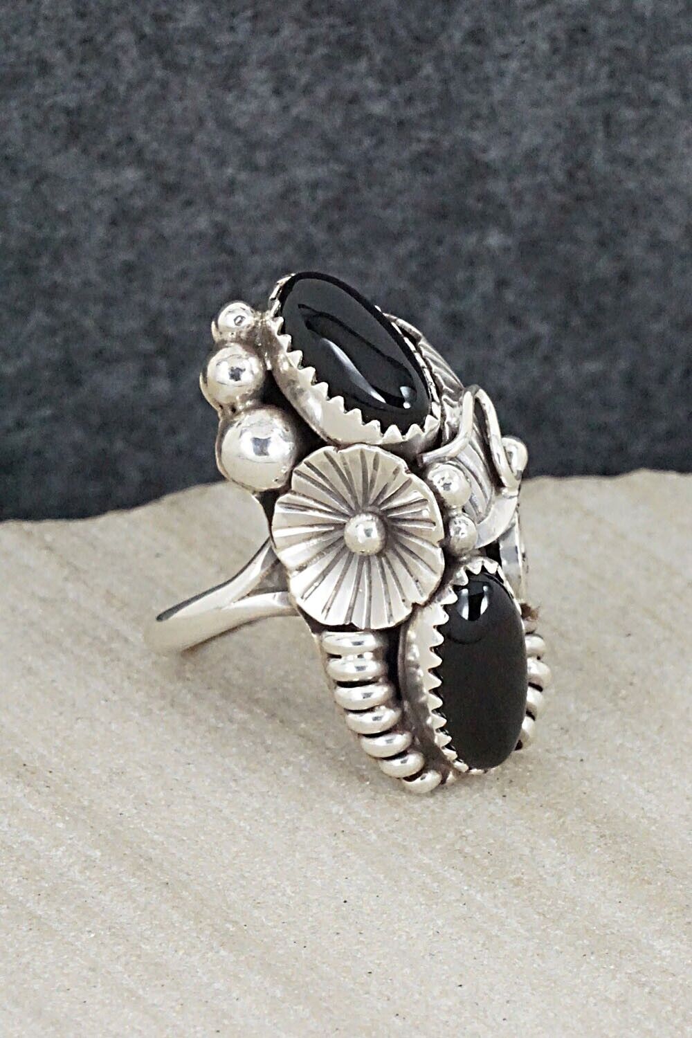 Onyx & Sterling Silver Ring - Max Calladitto - Size 6