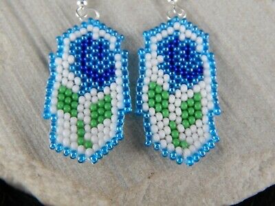 Zuni Glass Bead Flower Earrings - Lathen - High Lonesome Trading