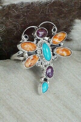 Spiny Oyster & Sterling Silver Dragonfly Ring - Bobby Platero - Size 9.75