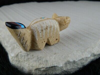 Wolf Zuni Fetish - Brandon Phillips - Zuni Wolf Carving - High Lonesome Trading