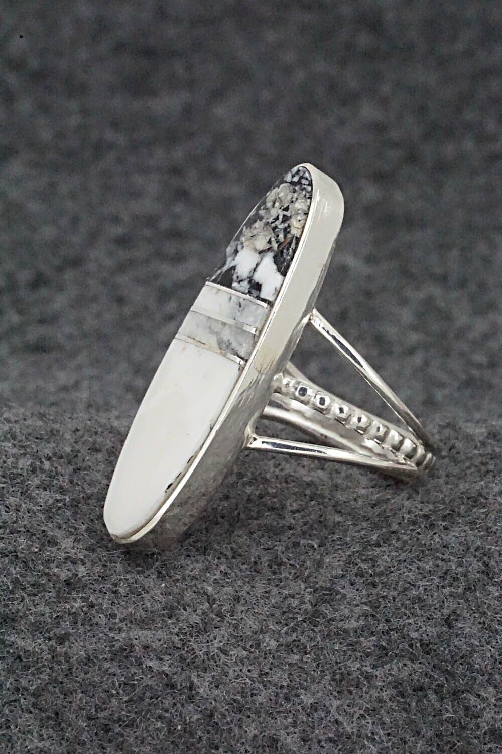 White Buffalo & Sterling Silver Ring - Harold Smith - Size 8
