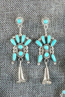 Zuni Turquoise & Sterling Silver Squash Blossom Set - Vie Bobelu