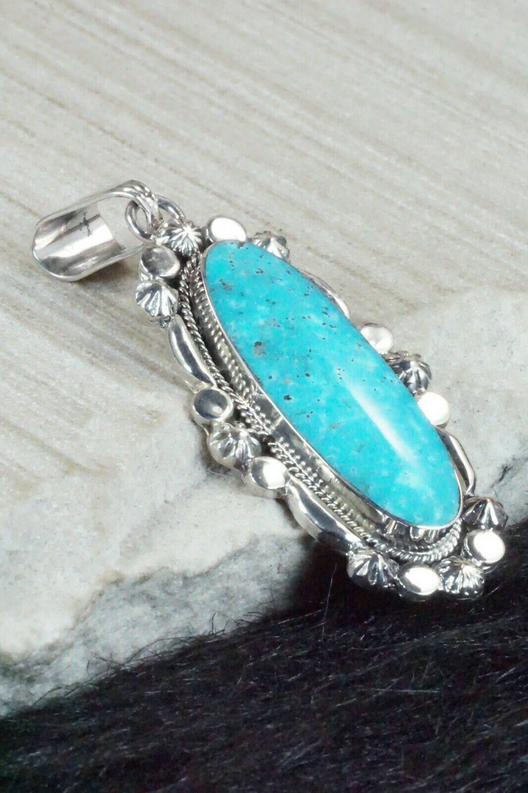 Turquoise & Sterling Silver Pendant - Jimson Belin