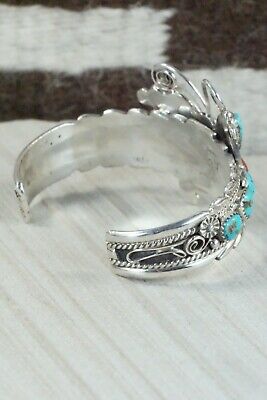 Turquoise, Coral & Sterling Silver Butterfly Bracelet - Anthony Brown