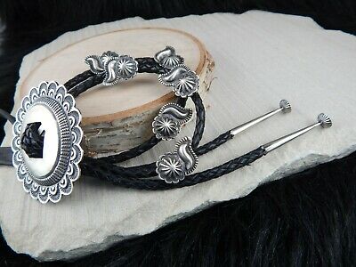 Navajo Sterling Silver Bolo Tie - Roberta Begay - High Lonesome Trading