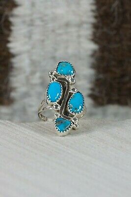Navajo 4 Stone Turquoise and Sterling Silver Ring - Roberta Begay - 7.75 - High Lonesome Trading