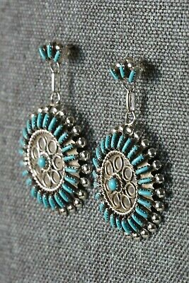 Zuni Turquoise & Sterling Silver Earrings - Philander Gia - High Lonesome Trading