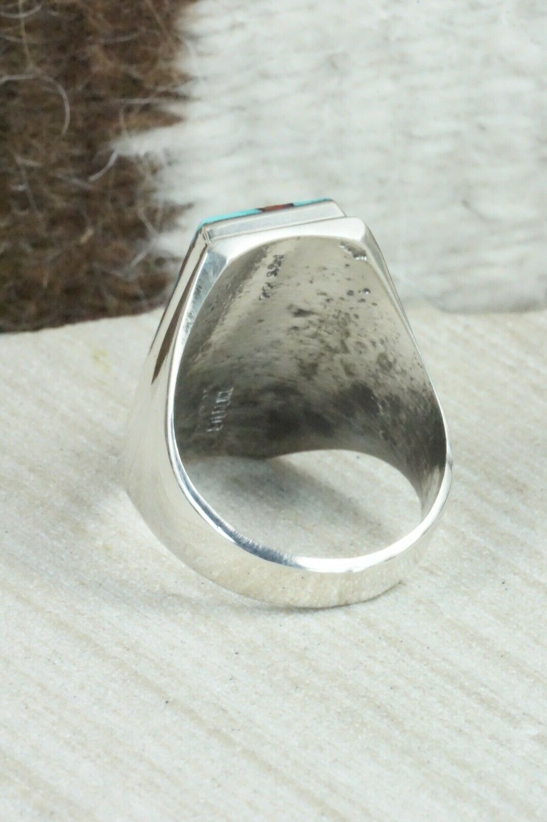 Multi Stone & Sterling Silver Ring - Herbert Kallestewa - Size 11.25