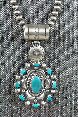 Turquoise Pendant & Sterling Silver Necklace - Tom Lewis