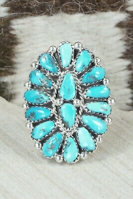 Turquoise and Sterling Silver Ring - Justina Wilson - Size 6.75