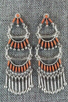 Coral & Sterling Silver Earrings - Stewart Nakatewa