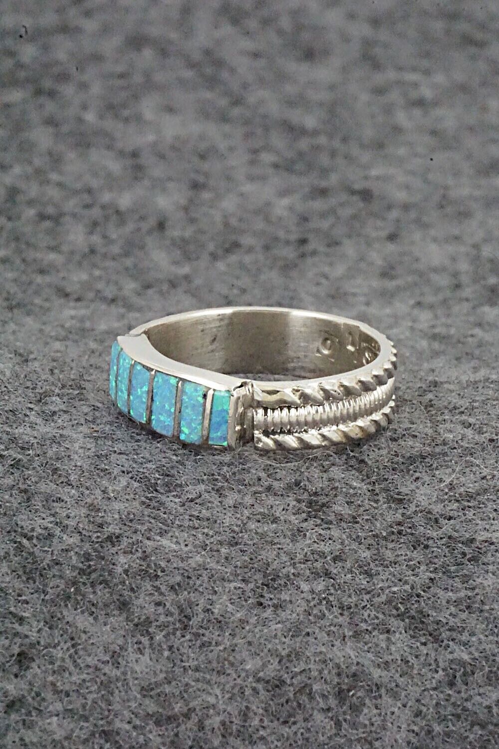 Opalite & Sterling Silver Inlay Ring - Orlando Laweka - Size 7.5