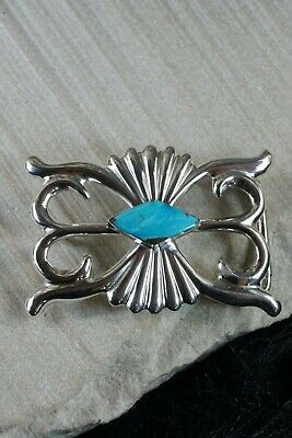 Navajo Turquoise & Sterling Silver Belt Buckle - Paul Largo - High Lonesome Trading