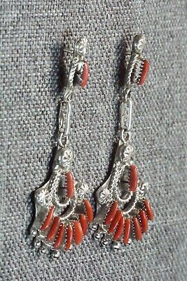 Coral & Sterling Silver Earrings - Bernadette Wyaco