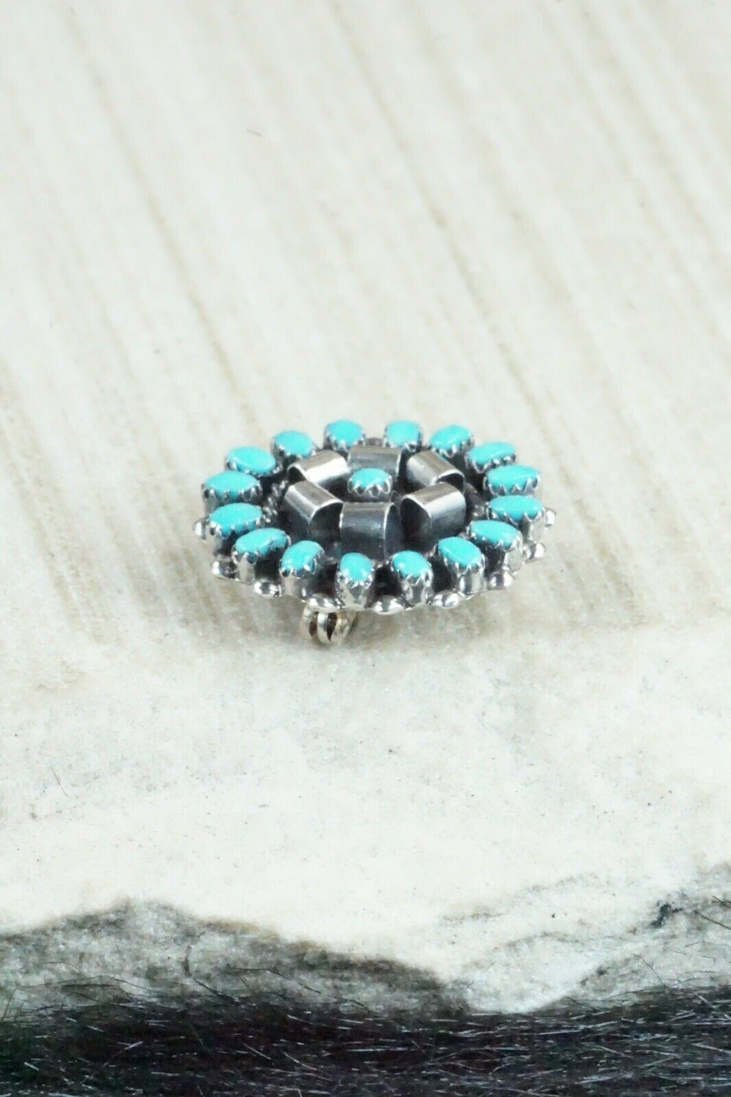 Turquoise & Sterling Silver Pendant / Pin - Lorencita Walela - High Lonesome Trading