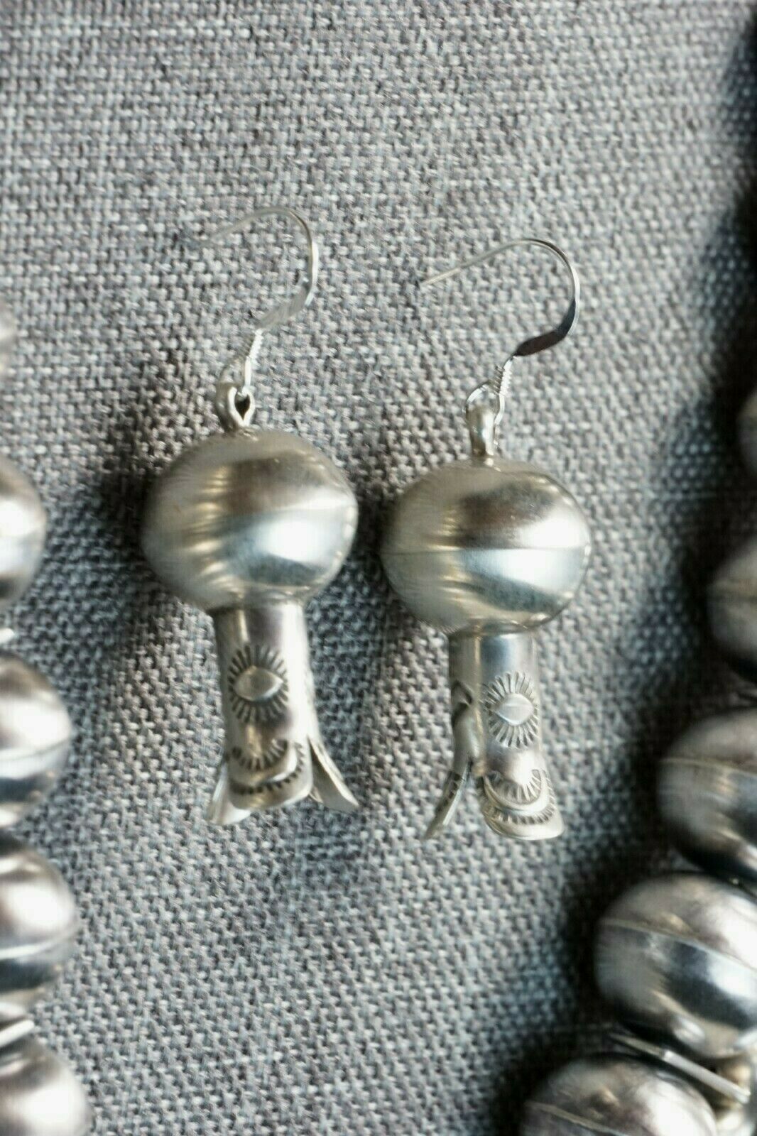 Turquoise & Sterling Silver Squash Blossom & Earrings - Chris Hale