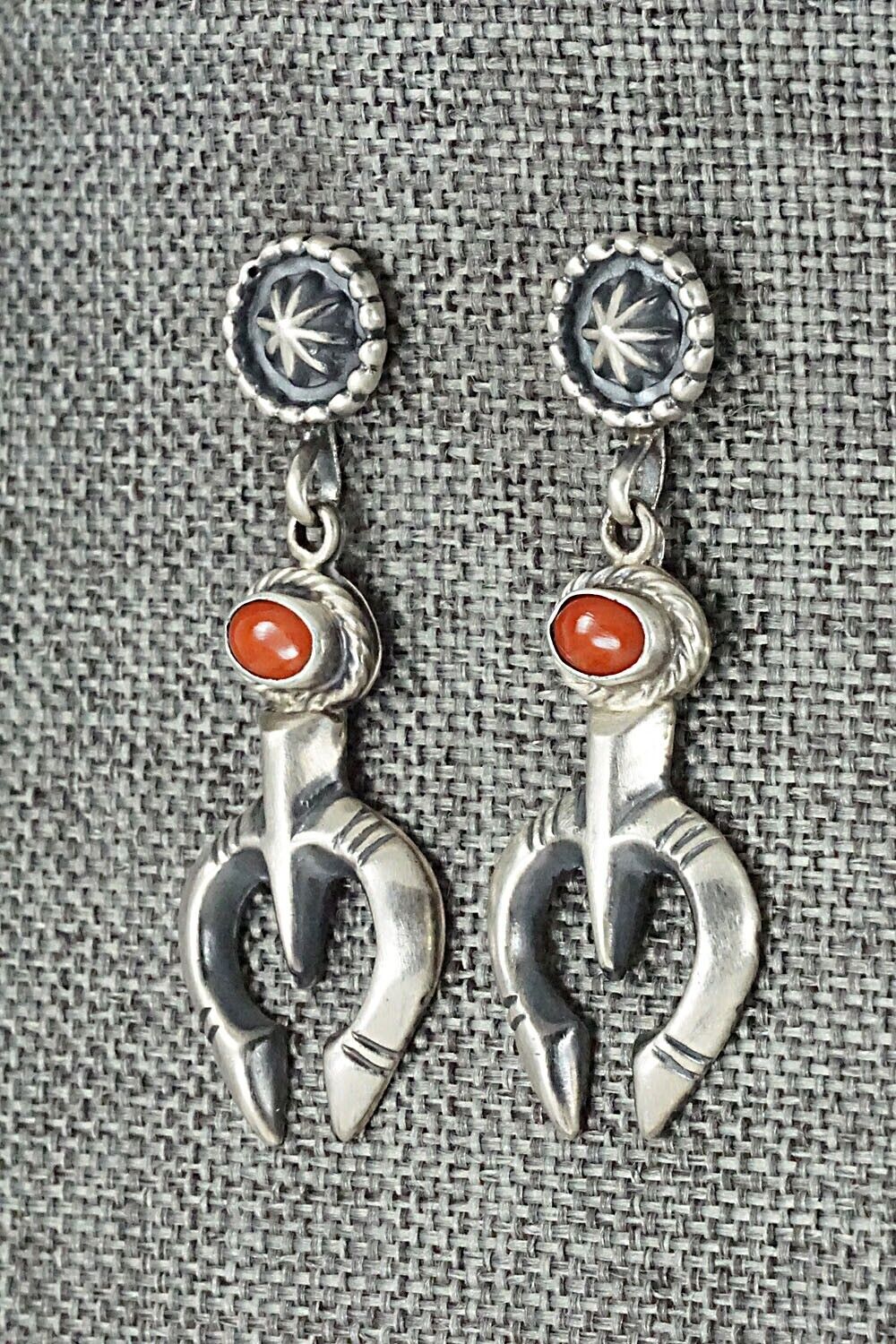Coral & Sterling Silver Earrings - Annie Spencer