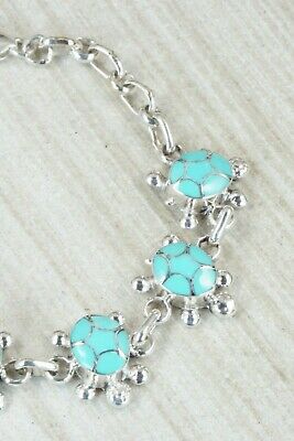 Turquoise & Sterling Silver Link Bracelet - Amielda Peynetsa