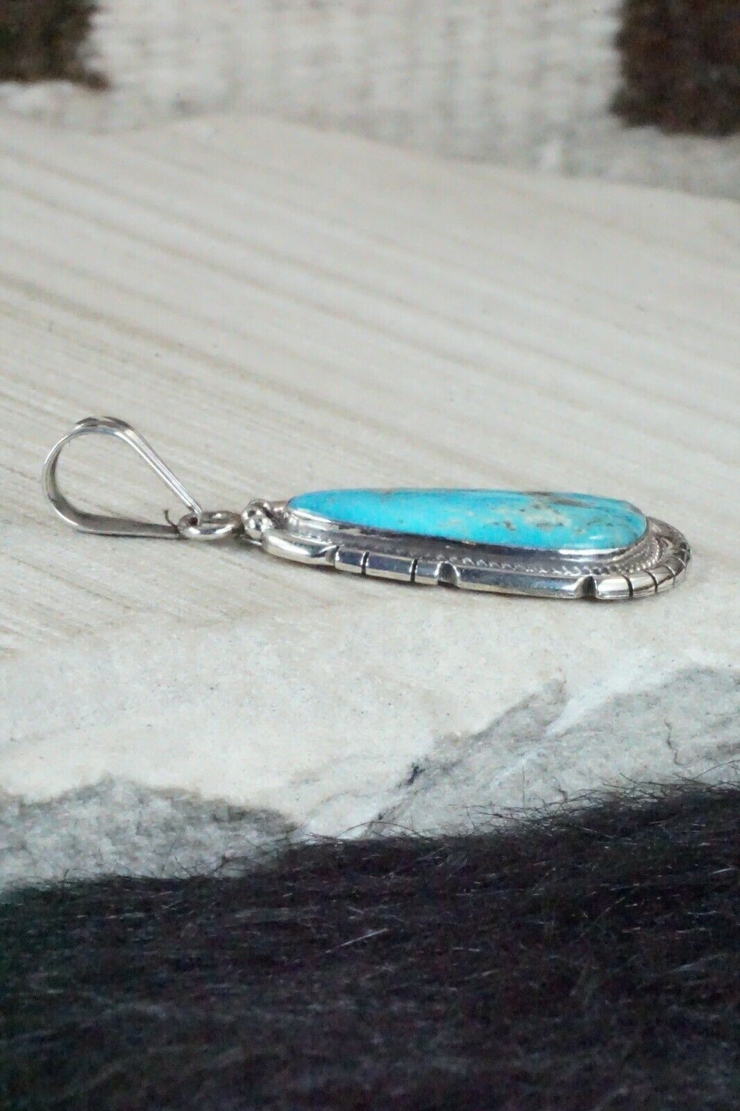 Turquoise and Sterling Silver Pendant - Samuel Yellowhair