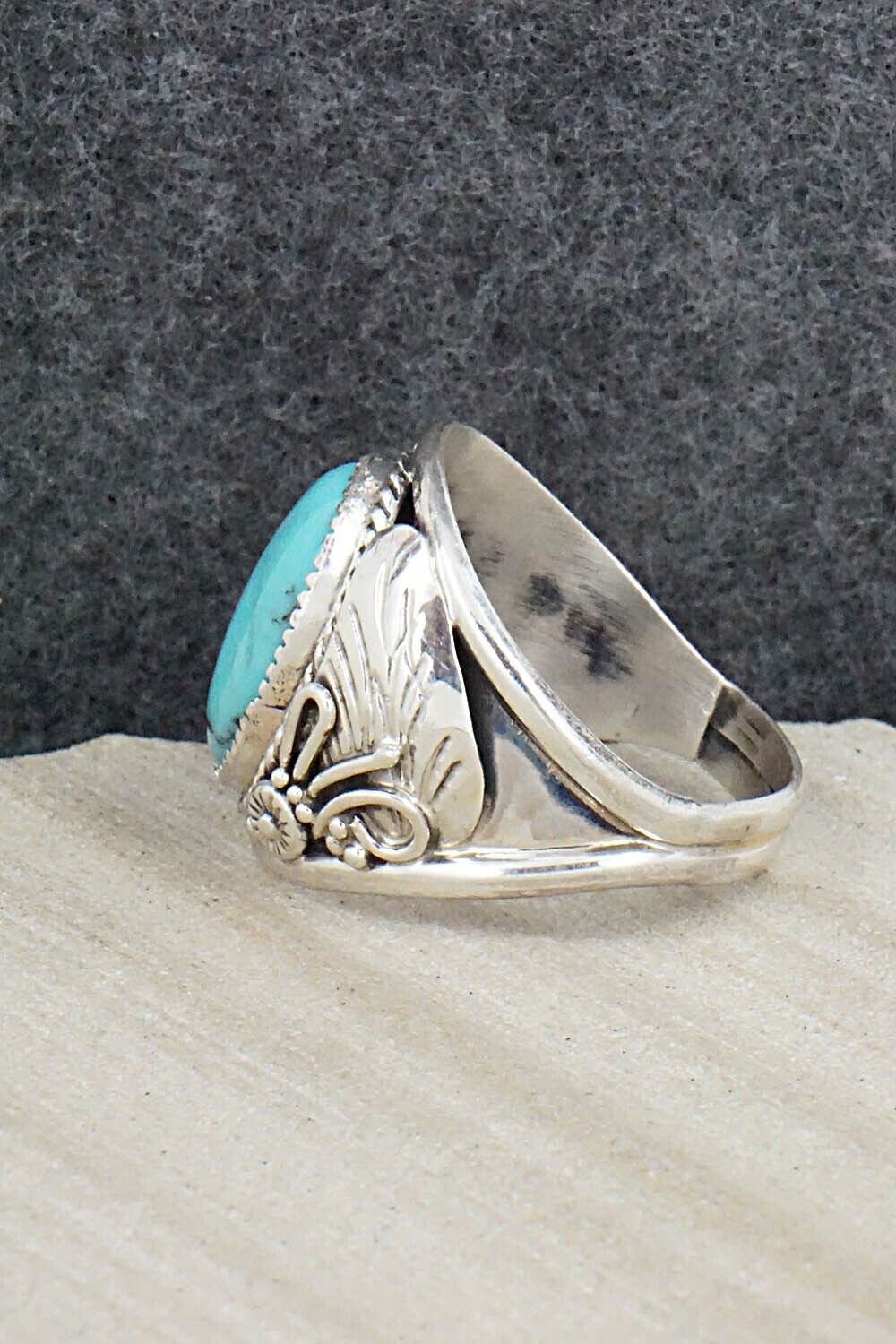 Turquoise & Sterling Silver Ring - Leonard Spencer - Size 12.5