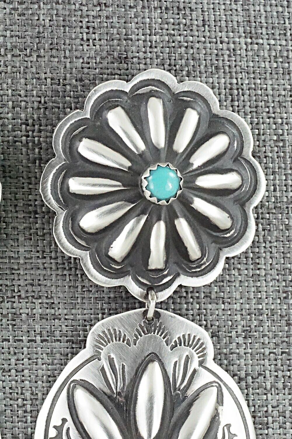 Turquoise & Sterling Silver Earrings - Leander Tahe