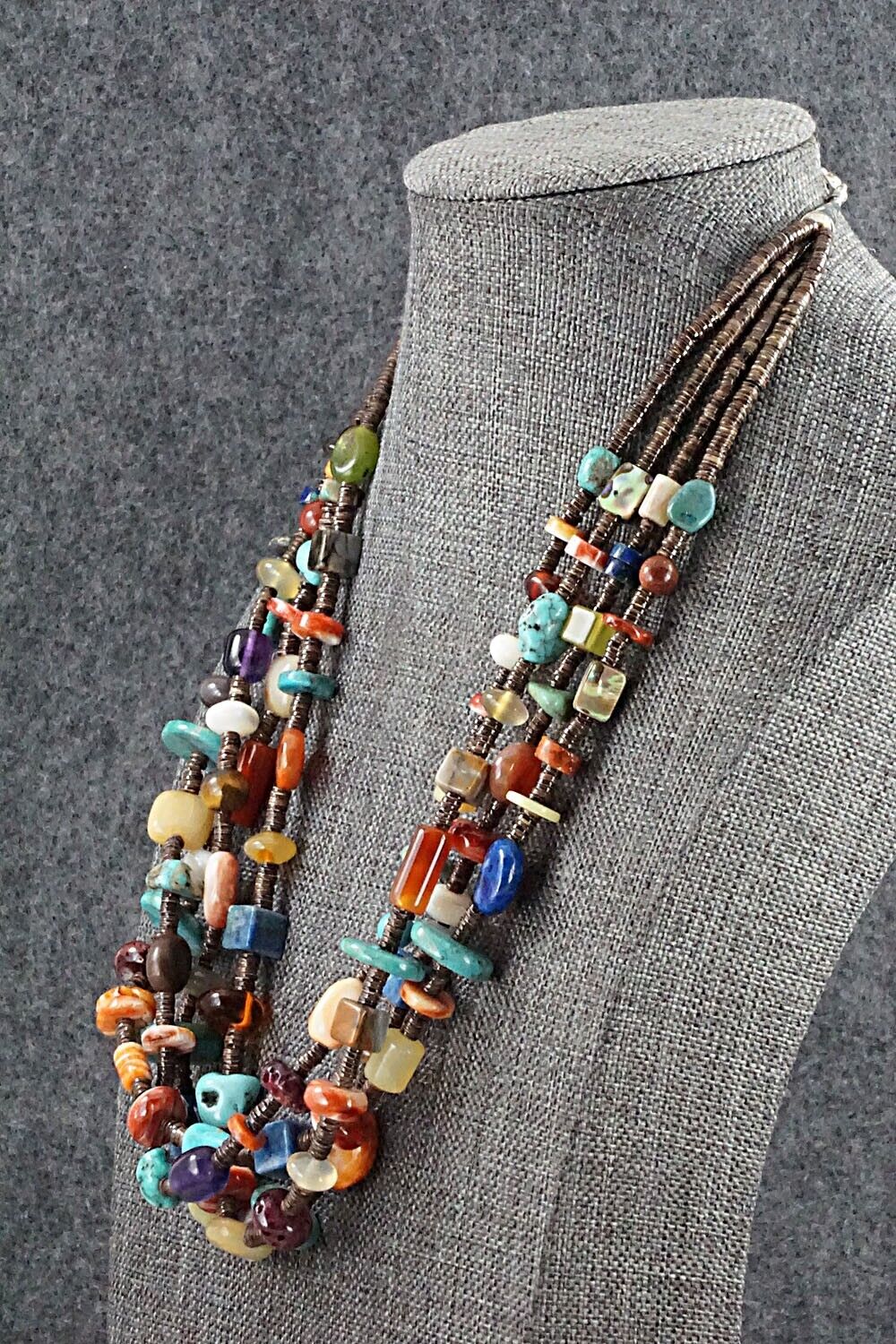Multi Stone and Sterling Silver Necklace - Helen Tsosie