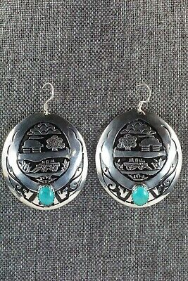 Navajo Turquoise & Sterling Silver Earrings - Richard Singer
