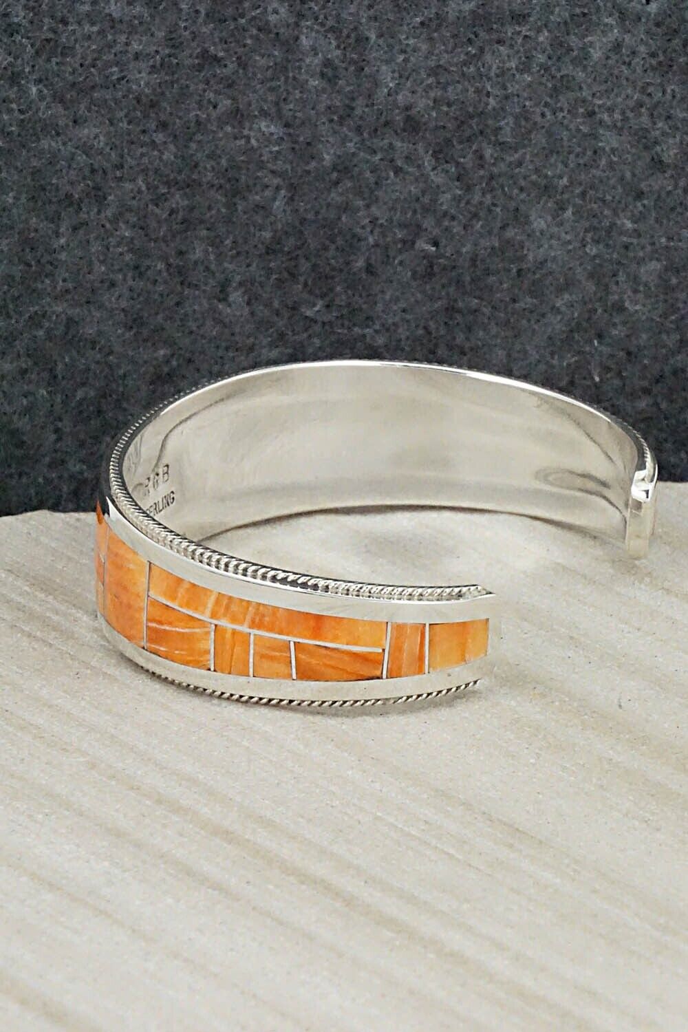 Spiny Oyster & Sterling Silver Inlay Bracelet - Rickel Booqua