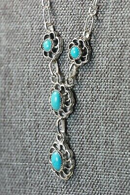 Navajo Turquoise & Sterling Silver Floral Necklace Set - Sadie Jim