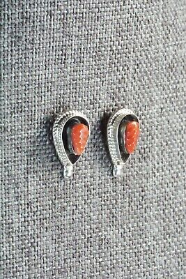 Coral & Sterling Silver Earrings - Shirley Walela - High Lonesome Trading