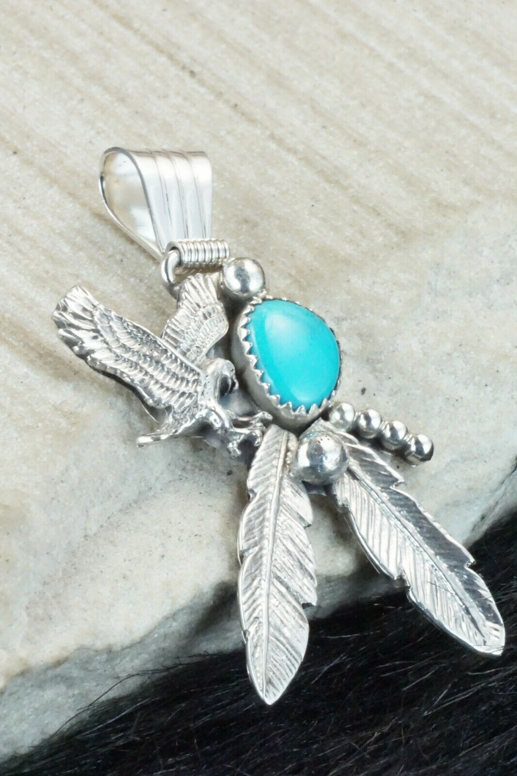 Turquoise and Sterling Silver Pendant - Genevieve Francisco