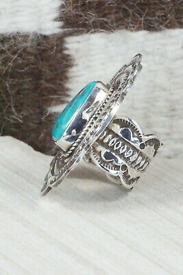 Turquoise and Sterling Silver Ring - Leonard Maloney - Size 6.5