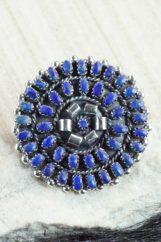Lapis & Sterling Silver Pendant / Pin - Lorencita Walela - High Lonesome Trading