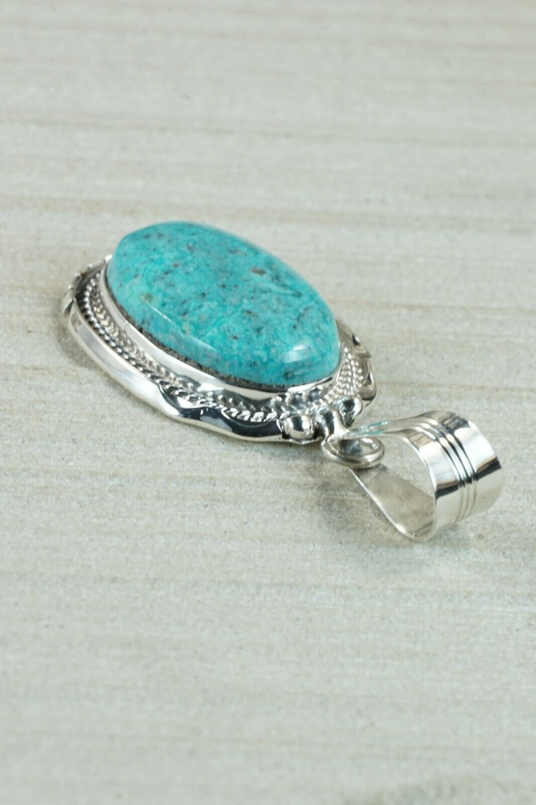 Navajo Turquoise & Sterling Silver Pendant - Samuel Yellowhair