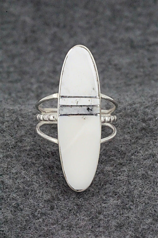 White Buffalo & Sterling Silver Ring - Harold Smith - Size 7