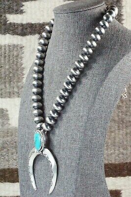Turquoise & Sterling Silver Squash Blossom Necklace - Jan Mariano
