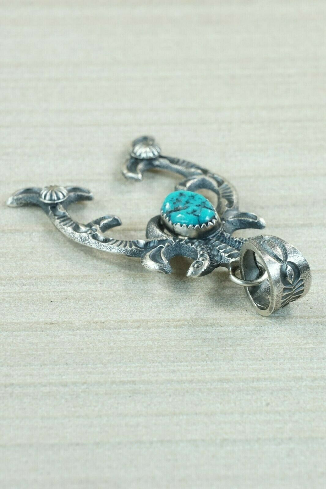 Navajo Turquoise and Sterling Silver Pendant - Kevin Billah