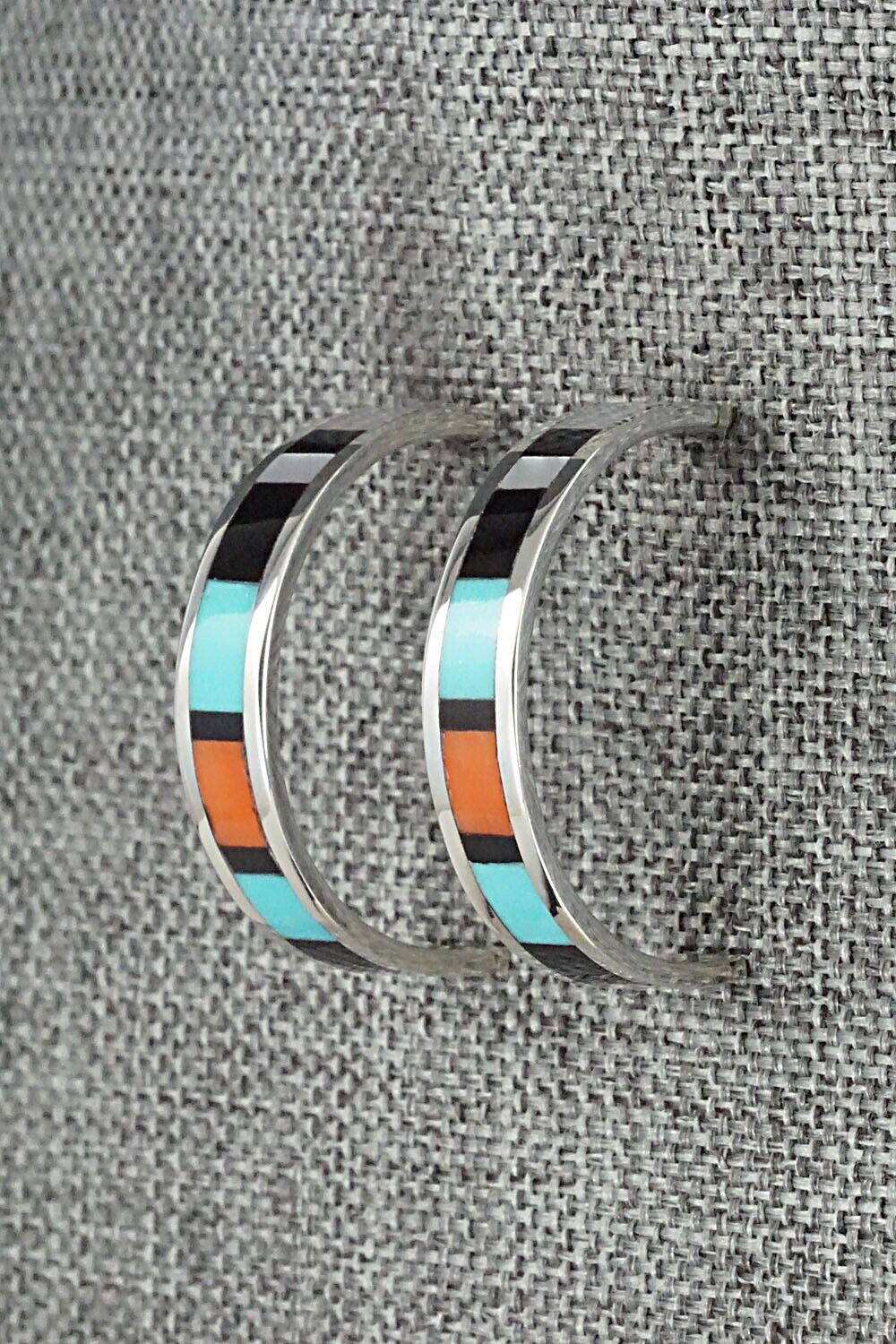 Multi Stone Inlay & Sterling Silver Earrings - Robin Chavez