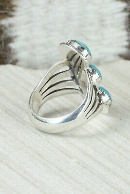 Turquoise & Sterling Silver Ring - Sheena Jack - Size 8