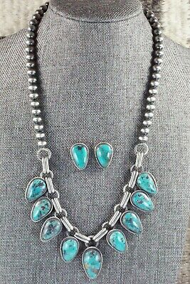Turquoise & Sterling Silver Necklace and Earrings - Bobby Platero