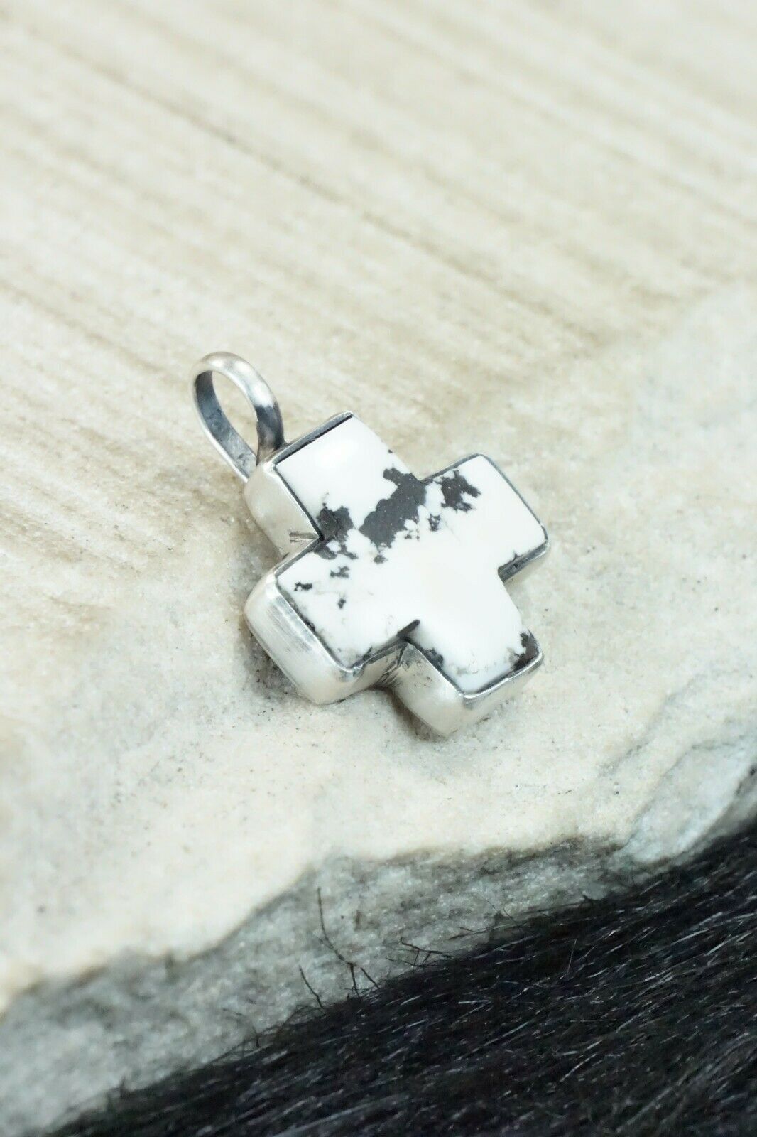 White Buffalo & Sterling Silver Cross Pendant - Diane Wylie